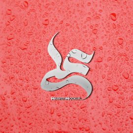 موکاپ لوگو استیل و قطرات آب