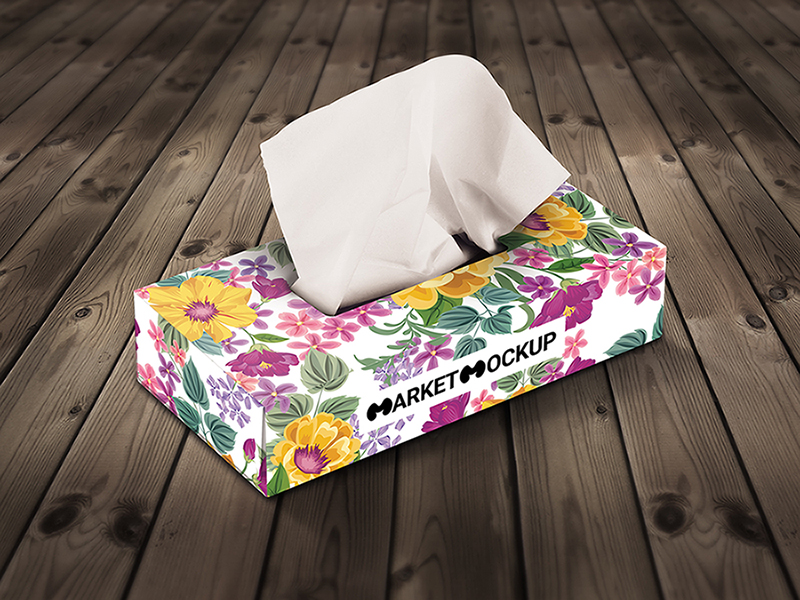 دانلود موکاپ جعبه دستمال کاغذی در 3 نما